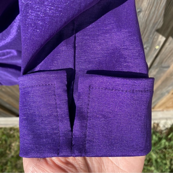 Joseph Ribkoff | Metallic Purple Ruched Fitted Silver Double ZipperJacket - Picture 10 of 15